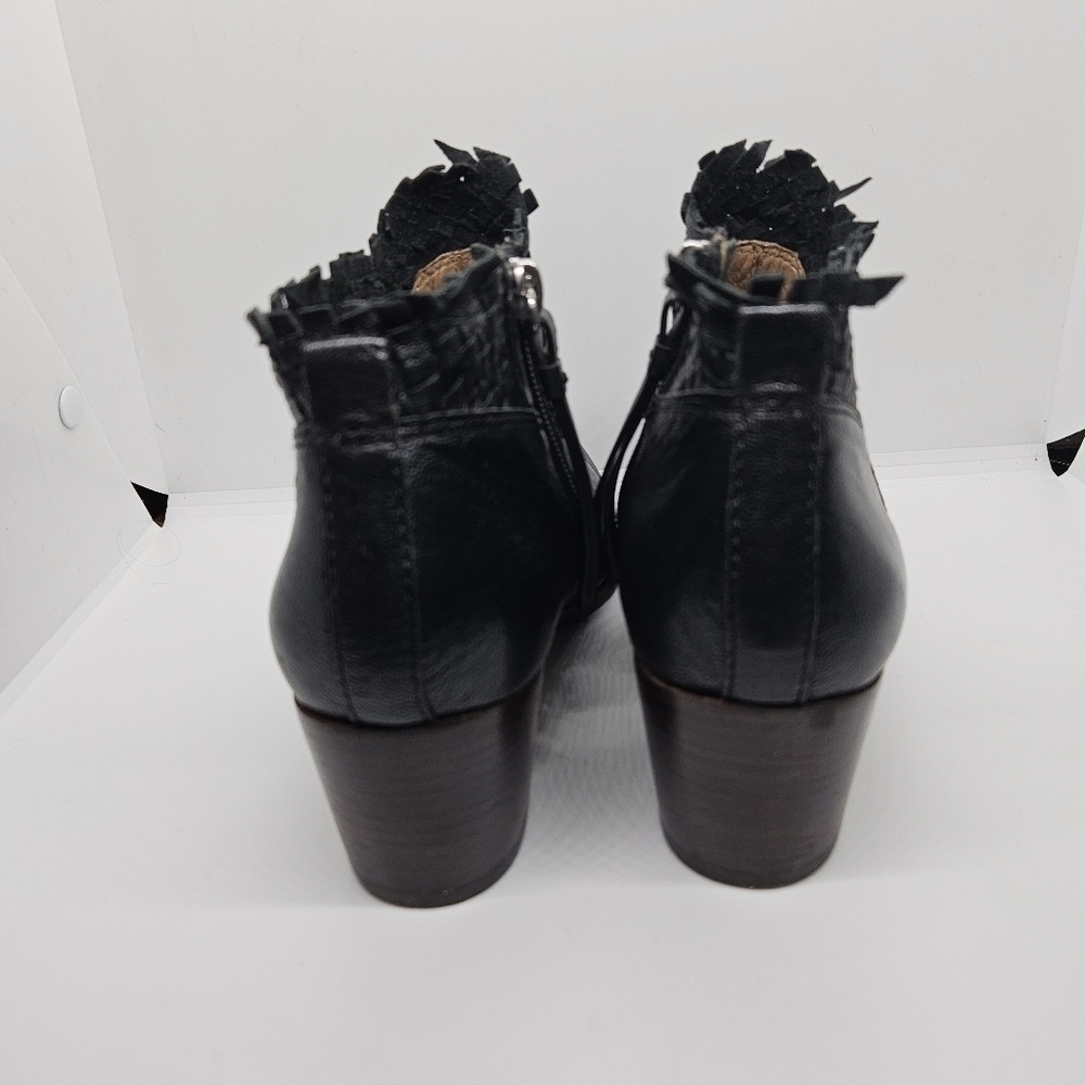 Coach Ryer black leather woven fringe ankle boots 8B - Picture 4 of 10